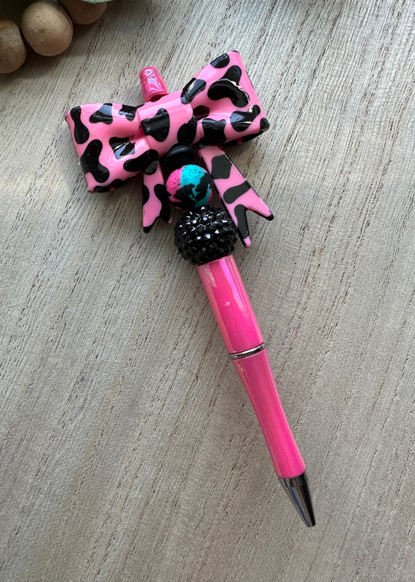 Pink Cow Print Big Bow Pen