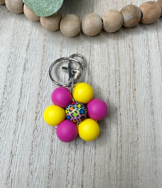Mini Beaded Flower Keychain #3